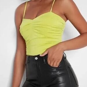 Lime Green Ruched Spaghetti Strap Top